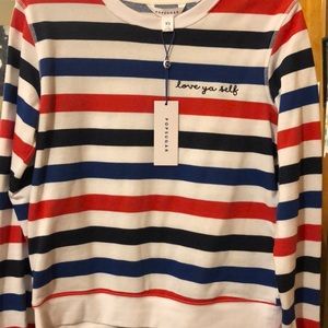 Petite. Stripped Crewneck Sweater. New with Tags